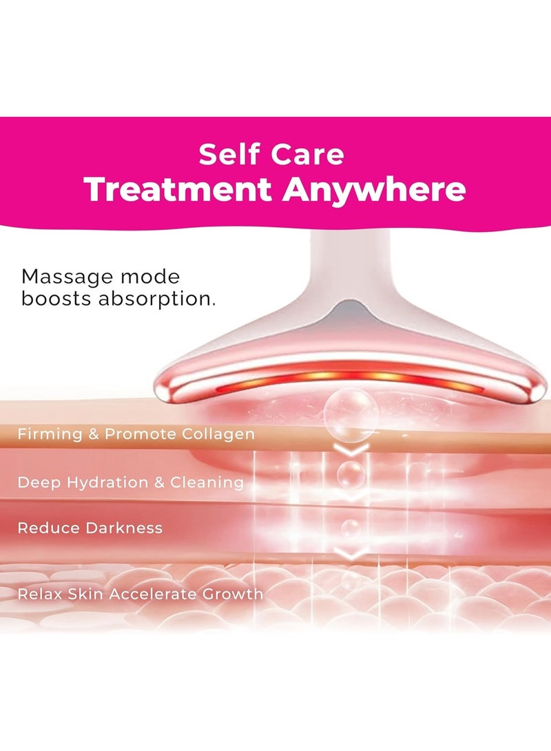 Face Massager, Face Beauty Device, Facial Lifting Therapy Machine EMS Face Massager Anti Wrinkle Skin Tightening Reduce Double Chin Skin Care Tools 7 Colour Modes- Pink - Image 5